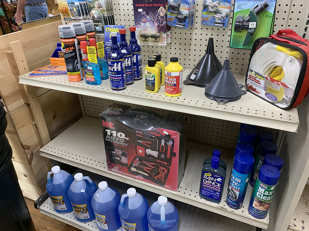 auto supplies in a shelf